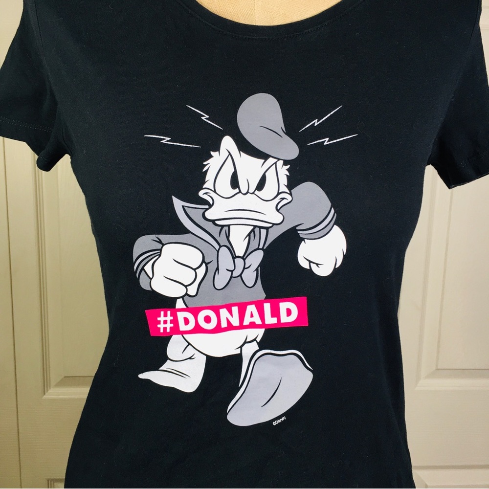 SPAO Disney #Donald Black Graphic Tee  Tshirt Large